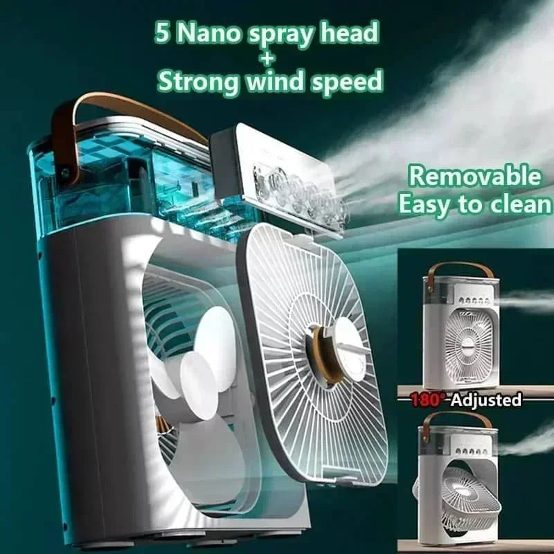 QShopping - Summer Cooling Fan 3 In 1 Portable Desktop Humidifier USB Mini Air Conditioner
