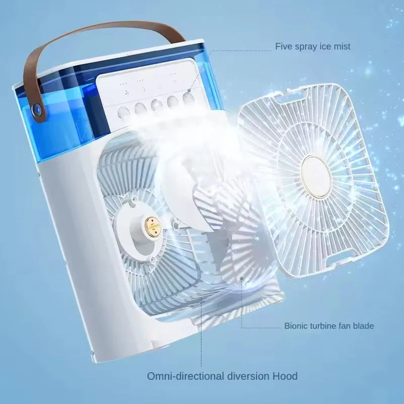 QShopping - Summer Cooling Fan 3 In 1 Portable Desktop Humidifier USB Mini Air Conditioner