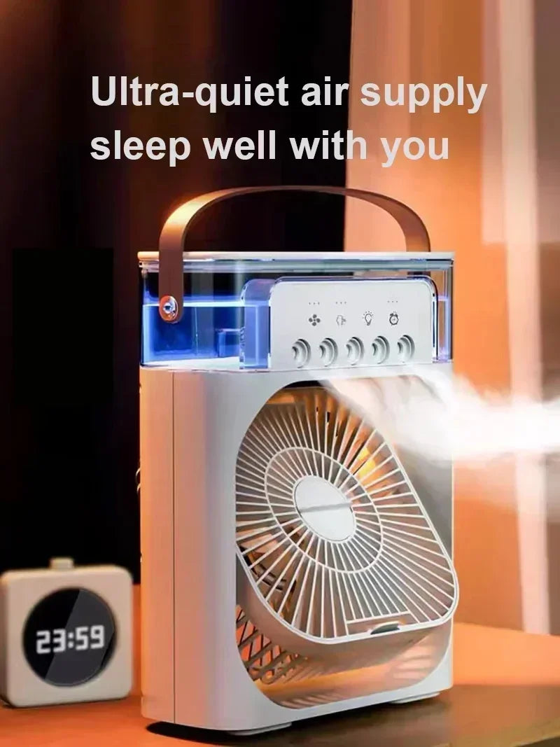 QShopping - Summer Cooling Fan 3 In 1 Portable Desktop Humidifier USB Mini Air Conditioner