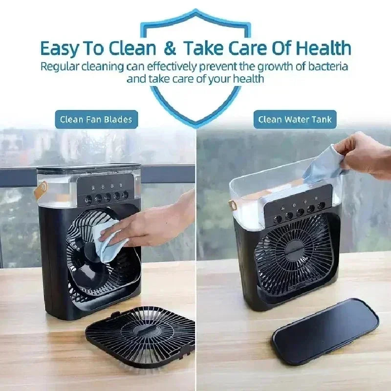 QShopping - Summer Cooling Fan 3 In 1 Portable Desktop Humidifier USB Mini Air Conditioner