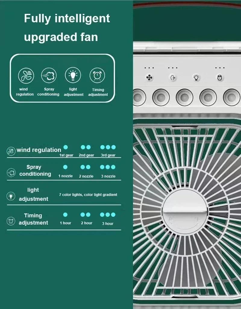 QShopping - Summer Cooling Fan 3 In 1 Portable Desktop Humidifier USB Mini Air Conditioner