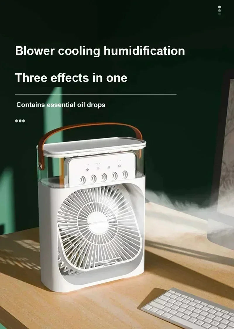 QShopping - Summer Cooling Fan 3 In 1 Portable Desktop Humidifier USB Mini Air Conditioner