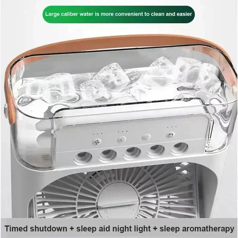 QShopping - Summer Cooling Fan 3 In 1 Portable Desktop Humidifier USB Mini Air Conditioner