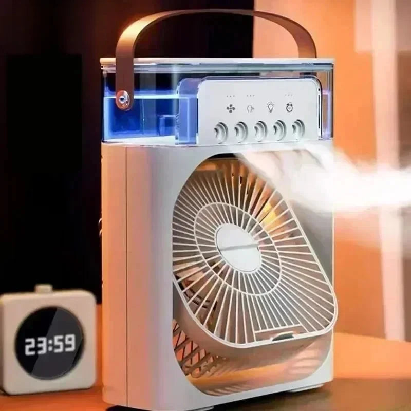 QShopping - Summer Cooling Fan 3 In 1 Portable Desktop Humidifier USB Mini Air Conditioner