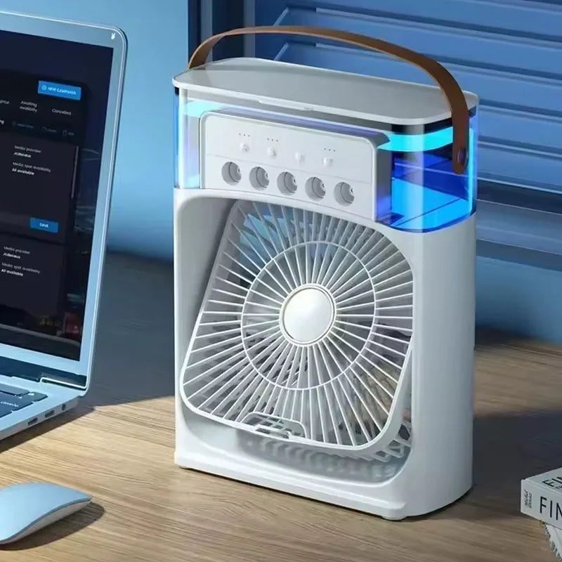 QShopping - Summer Cooling Fan 3 In 1 Portable Desktop Humidifier USB Mini Air Conditioner