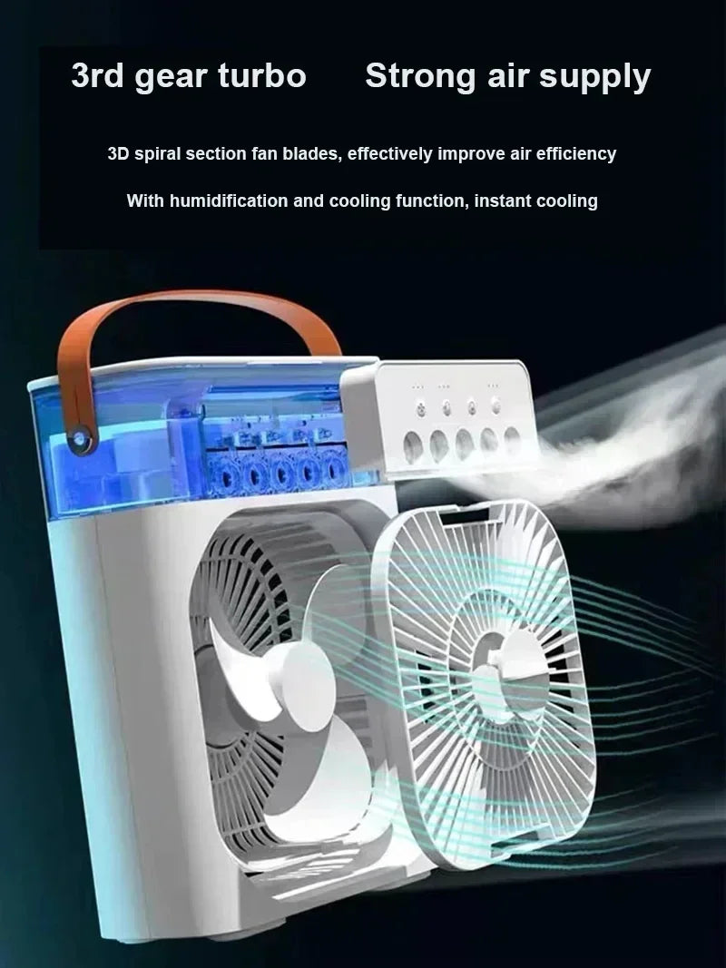 QShopping - Summer Cooling Fan 3 In 1 Portable Desktop Humidifier USB Mini Air Conditioner