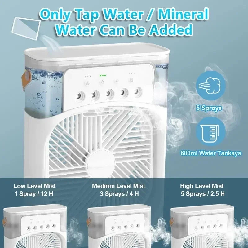 QShopping - Summer Cooling Fan 3 In 1 Portable Desktop Humidifier USB Mini Air Conditioner
