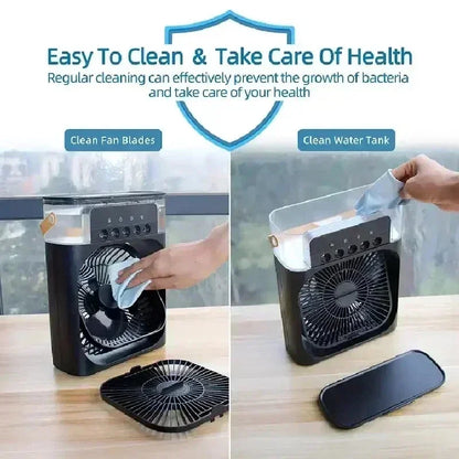 QShopping - Summer Cooling Fan 3 In 1 Portable Desktop Humidifier USB Mini Air Conditioner