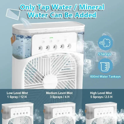 QShopping - Summer Cooling Fan 3 In 1 Portable Desktop Humidifier USB Mini Air Conditioner